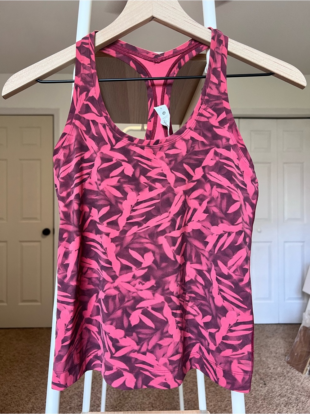 Lululemon Cool Racerback Short Tank Top Nulu Spray Leaf Fireside Red Multi 6